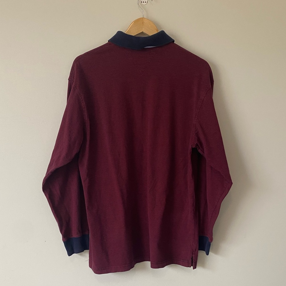 ⛔️Sold⛔️Tommy Hilfiger Men Red Long Sleeve 100% Cotton Casual Polo T Shirt Sz XL - Picture 3 of 9